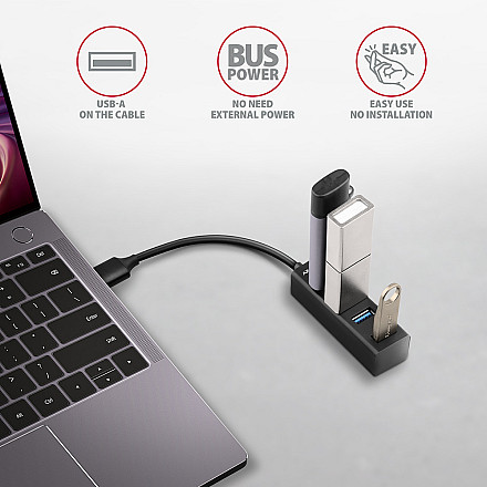AXAGON Miniature metal four-port USB 3.2 Gen 1 hub | HUE-M1A - 3