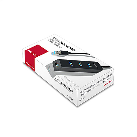 AXAGON Four-port USB 3.0 hub with fast charging and power support | HUE-S2B - 4