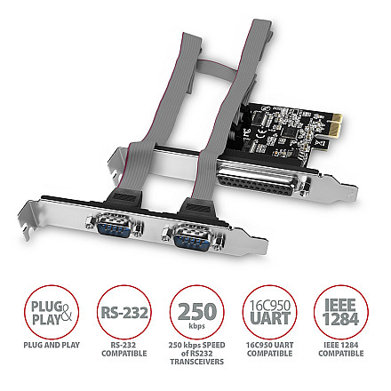 AXAGON PCI-Express card with one parallel and two serial ports 250 kbps | PCEA-PSN - 2