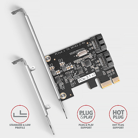 AXAGON Two-channel SATA III PCI-Express controller with two internal SATA port outputs | PCES-SJ2 - 3