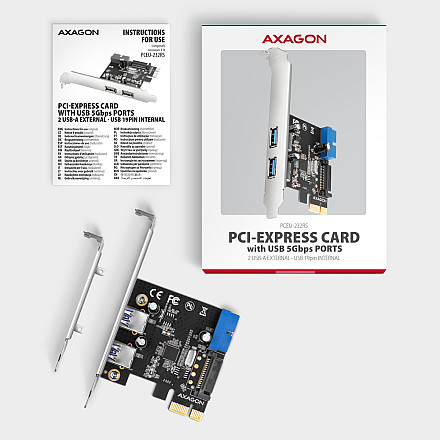AXAGON PCI-Express card with a pair of internal and a pair of external USB 5Gbps ports | PCEU-232RS - 5