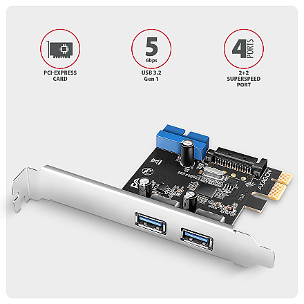AXAGON PCI-Express card with a pair of internal and a pair of external USB 5Gbps ports | PCEU-232RS - 2