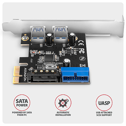 AXAGON PCI-Express card with a pair of internal and a pair of external USB 5Gbps ports | PCEU-232RS - 4