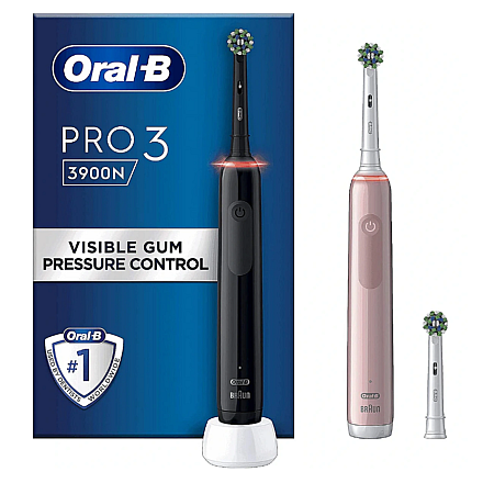 Oral-B Electric Toothbrush Pro 3 3900N Black/Pink Duopack Rechargeable - 2
