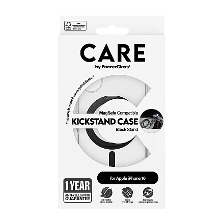 CARE by PanzerGlass Feature Case Transparent w. Black Kickstand & MagSafe iPhone 16 | CARE - 4