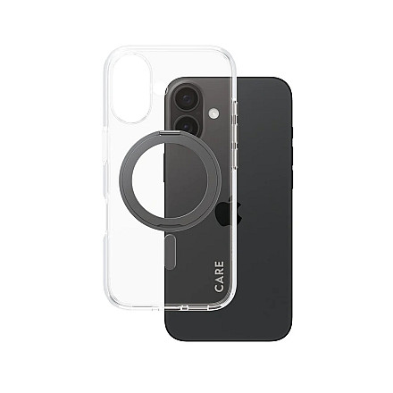 CARE by PanzerGlass Feature Case Transparent w. Black Kickstand & MagSafe iPhone 16 | CARE - 1