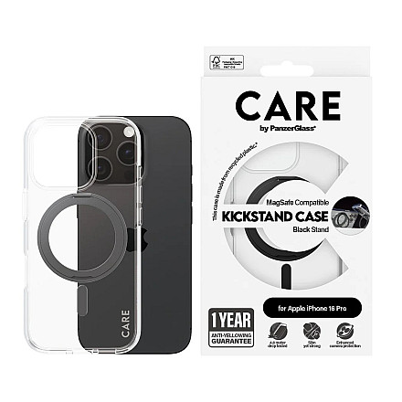 CARE by PanzerGlass Feature Case Transparent w. Black Kickstand & MagSafe iPhone 16 Pro | CARE - 3