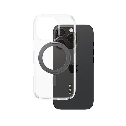 CARE by PanzerGlass Feature Case Transparent w. Black Kickstand & MagSafe iPhone 16 Pro | CARE - 1