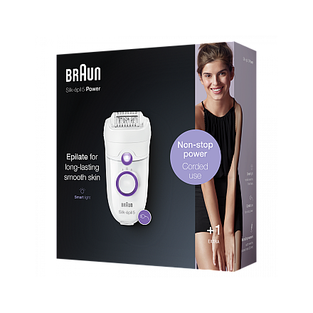 Braun | Epilator | SE5505P Silk-epil | Operating time (max)  min | Bulb lifetime (flashes) | Number of power levels | White - 1