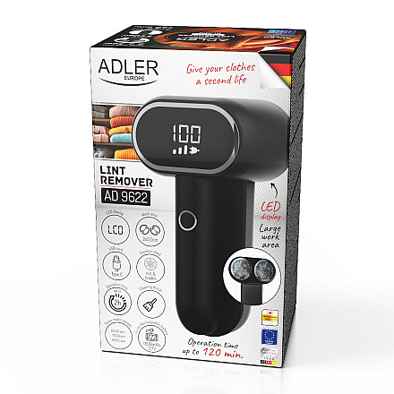 Adler | Lint remover | AD 9622 | Black | Rechargeable battery | 10 W - 3