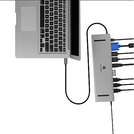 Raidsonic Docking Station | IB-DK2106a-CPD | Ethernet LAN (RJ-45) ports 1 | VGA (D-Sub) ports quantity 1 | HDMI ports quantity 2 - 3