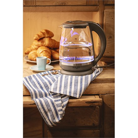 Adler | Czajnik | AD 1286 | Standard | 2200 W | 2 L | Plastik/szkło | Podstawa obrotowa 360° | Szary/przezroczysty - 11