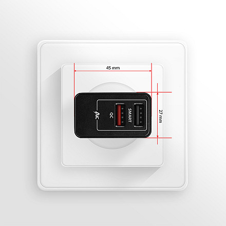 AXAGON Dual wallcharger 240V/2x USB port QC3.0/AFC/FCP and 5V-1.2A, 24W | ACU-QS24 - 7