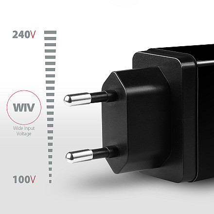 AXAGON Dual wallcharger 240V/2x USB port QC3.0/AFC/FCP and 5V-1.2A, 24W | ACU-QS24 - 3