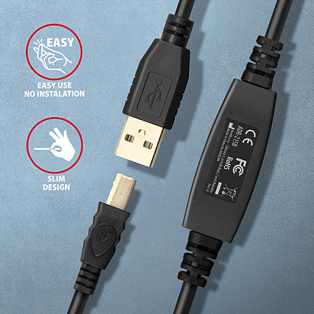 AXAGON USB repeater cable, 15m | ADR-215B | USB Type A - USB Type B - 3