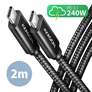 AXAGON Data and charging USB 480Mbps cable, 2 m | BUCM2-CM20AB | USB-C to USB-C