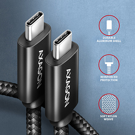 AXAGON Data and charging USB 480Mbps cable, 2.5 m | BUCM2-CM25AB | USB-C to USB-C - 3
