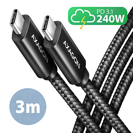 AXAGON Data and charging USB 480Mbps cable, 3 m | BUCM2-CM30AB | USB-C to USB-C - 1