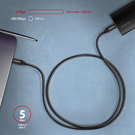 AXAGON Data and charging USB 3.2 Gen 1 cable, 1.5 m | BUCM3-CM15AB | USB Type C - USB Type C - 6