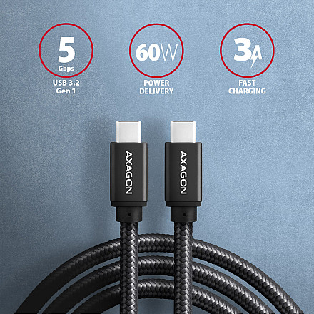 AXAGON Data and charging USB 3.2 Gen1 cable, 3 m | BUCM3-CM30AB | USB Type C - USB Type C - 2