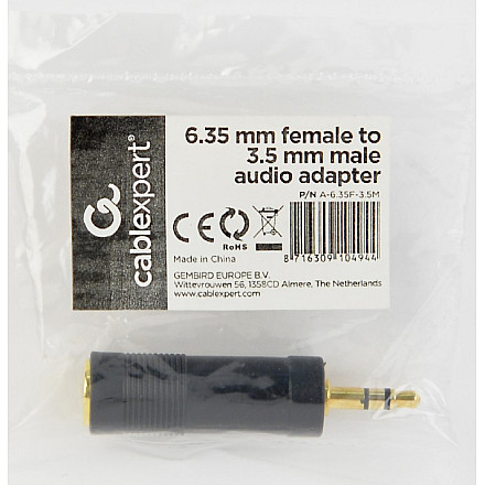 Cablexpert 6.35 mm female to 3.5 mm male audio adapter | A-6.35F-3.5M - 2