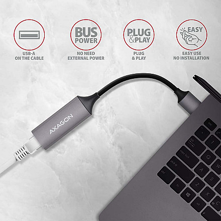 AXAGON ADE-TR Compact aluminum USB 3.2 Gen 1 Gigabit Ethernet 10/100/1000Mbit adapter with automatic installation - 3