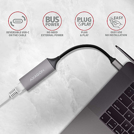 AXAGON ADE-TRC Compact aluminum USB-C 3.2 Gen 1 Gigabit Ethernet 10/100/1000Mbit adapter with automatic installation - 3