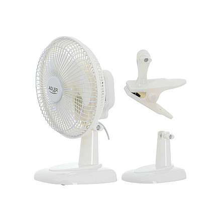 Adler | Fan with clip | AD 7317 | Table Fan | White | Diameter 15 cm | Number of speeds 2 | 30 W | No - 2