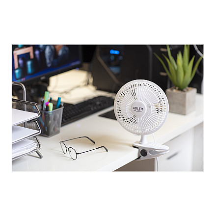 Adler | Fan with clip | AD 7317 | Table Fan | White | Diameter 15 cm | Number of speeds 2 | 30 W | No - 6