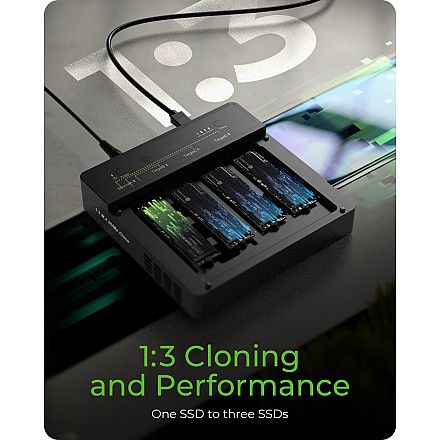 Raidsonic 4-Bays USB4 Duplicator (1:3 clone) for NVMe M.2 SSD | IB-4013MCL-C4 - 2