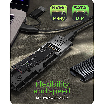 Raidsonic | M.2 NVMe and SATA SSD Enclosure via USB Type-C | IB-1808MCT-CU31 - 4