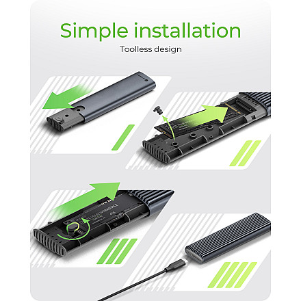 Raidsonic | M.2 NVMe and SATA SSD Enclosure via USB Type-C | IB-1808MCT-CU31 - 2
