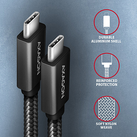 AXAGON SPEED + USB-C, USB 20Gbps Cable, 0.5 m | BUCM32-CM05AB | USB Type-C to USB Type-C - 3