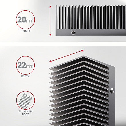AXAGON Aluminum passive cooler for single and double-sided M.2 SSDs size 2280, height 24 mm | CLR-M2XT - 3