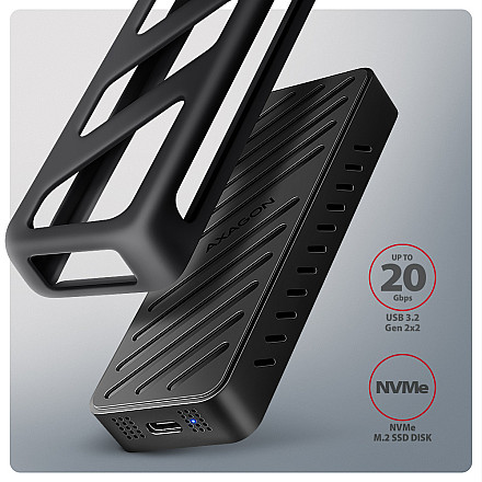 AXAGON USB-C 20Gbps - M.2 NVMe SSD ARMORED Box | EEM2-20G - 2
