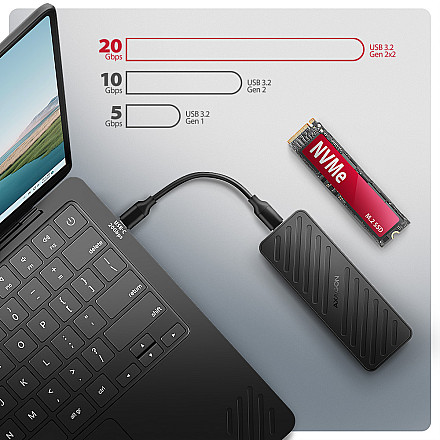 AXAGON USB-C 20Gbps - M.2 NVMe SSD ARMORED Box | EEM2-20G - 7