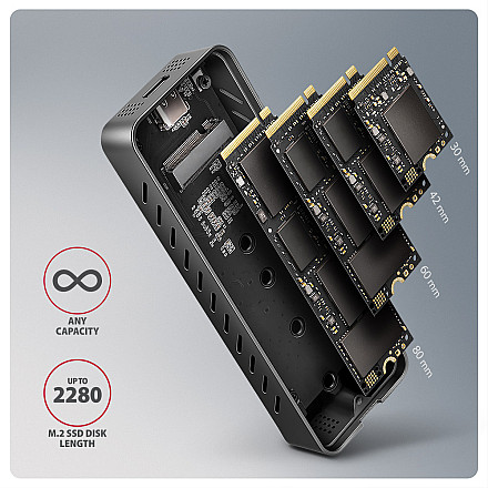 AXAGON USB-C 20Gbps - M.2 NVMe SSD ARMORED Box | EEM2-20G - 9