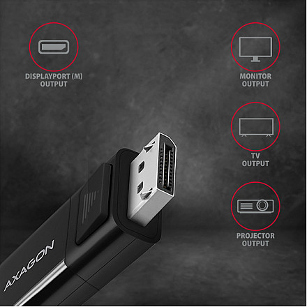 AXAGON Active cable | USB-C to DisplayPort | 1.8 m - 3