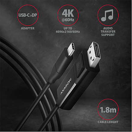 AXAGON Active cable | USB-C to DisplayPort | 1.8 m - 2