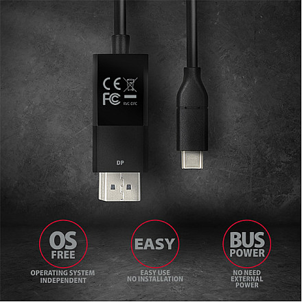 AXAGON Active cable | USB-C to DisplayPort | 1.8 m - 5