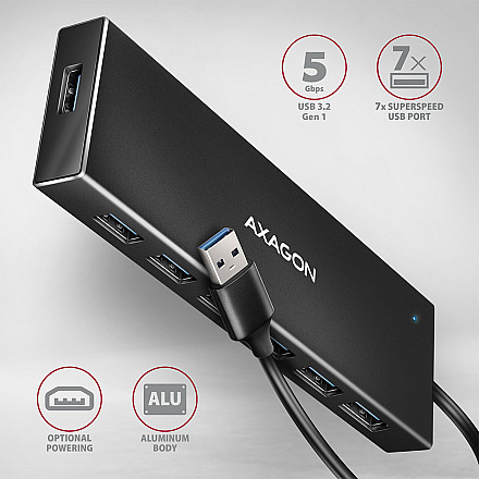 AXAGON SuperSpeed USB-A FLAT Hub | HUE-F7A - 2