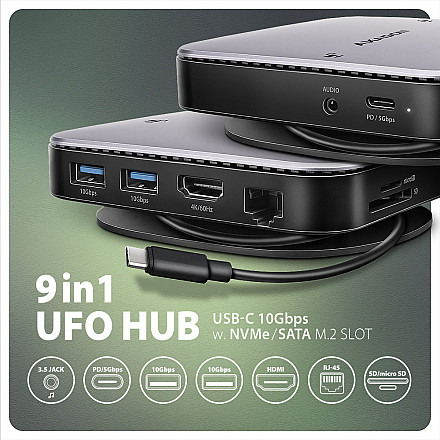 AXAGON USB-C 10Gbps UFO 9in1 Hub | HMC-UFO - 2
