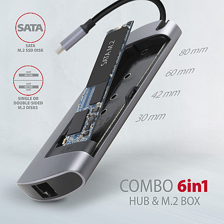 AXAGON SuperSpeed USB-C Combo 6in1 Hub | HMC-6M2 - 3