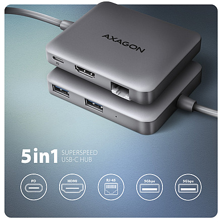 AXAGON USB-C 5Gbps SuperSpeed 5in1 Hub | HMC-5HL - 2