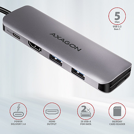 AXAGON SuperSpeed USB-C COMBO 5in1 Hub | HMC-5 - 2