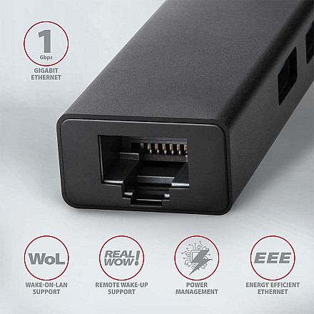 AXAGON SuperSpeed USB-A Hub and Gigabit LAN | HMA-GL3A - 3