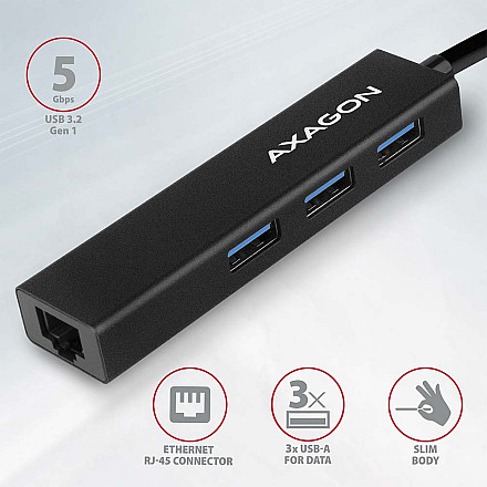 AXAGON SuperSpeed USB-A Hub and Gigabit LAN | HMA-GL3A - 2