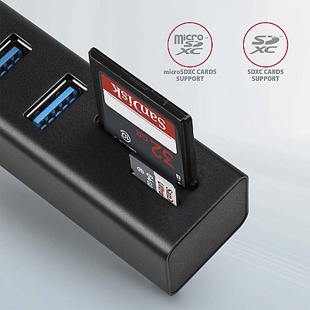 AXAGON SuperSpeed USB-A Hub and Card Reader | HMA-CR3A - 3