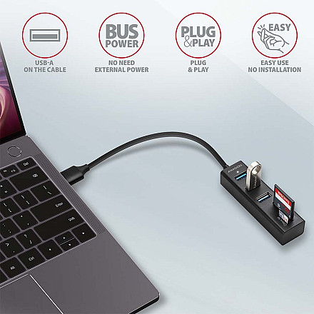 AXAGON SuperSpeed USB-A Hub and Card Reader | HMA-CR3A - 4