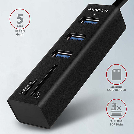 AXAGON SuperSpeed USB-A Hub and Card Reader | HMA-CR3A - 2